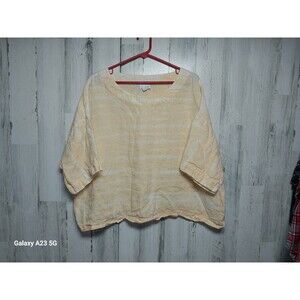 J. Jill Linen Tangerine Orange Shibori Dyed Kimono Linen Oversized Top Size LP